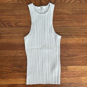 Madewell Sleeveless Ribbed Tank Dress in Light Gray